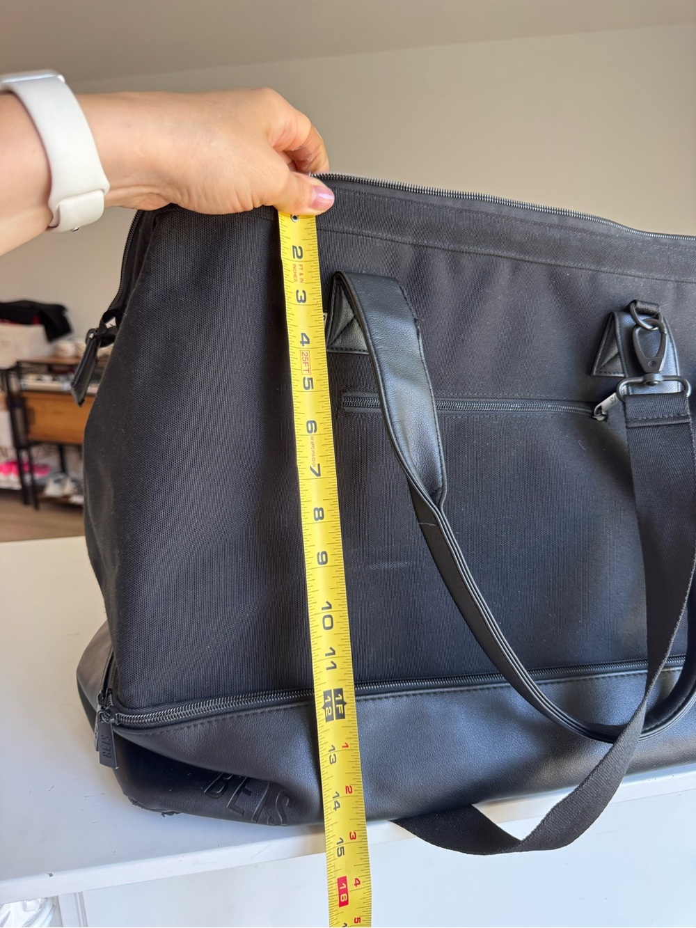 BEIS Black Weekender Travel Duffel Bag with Bottom Shoe Compartment - Picture 14 of 15